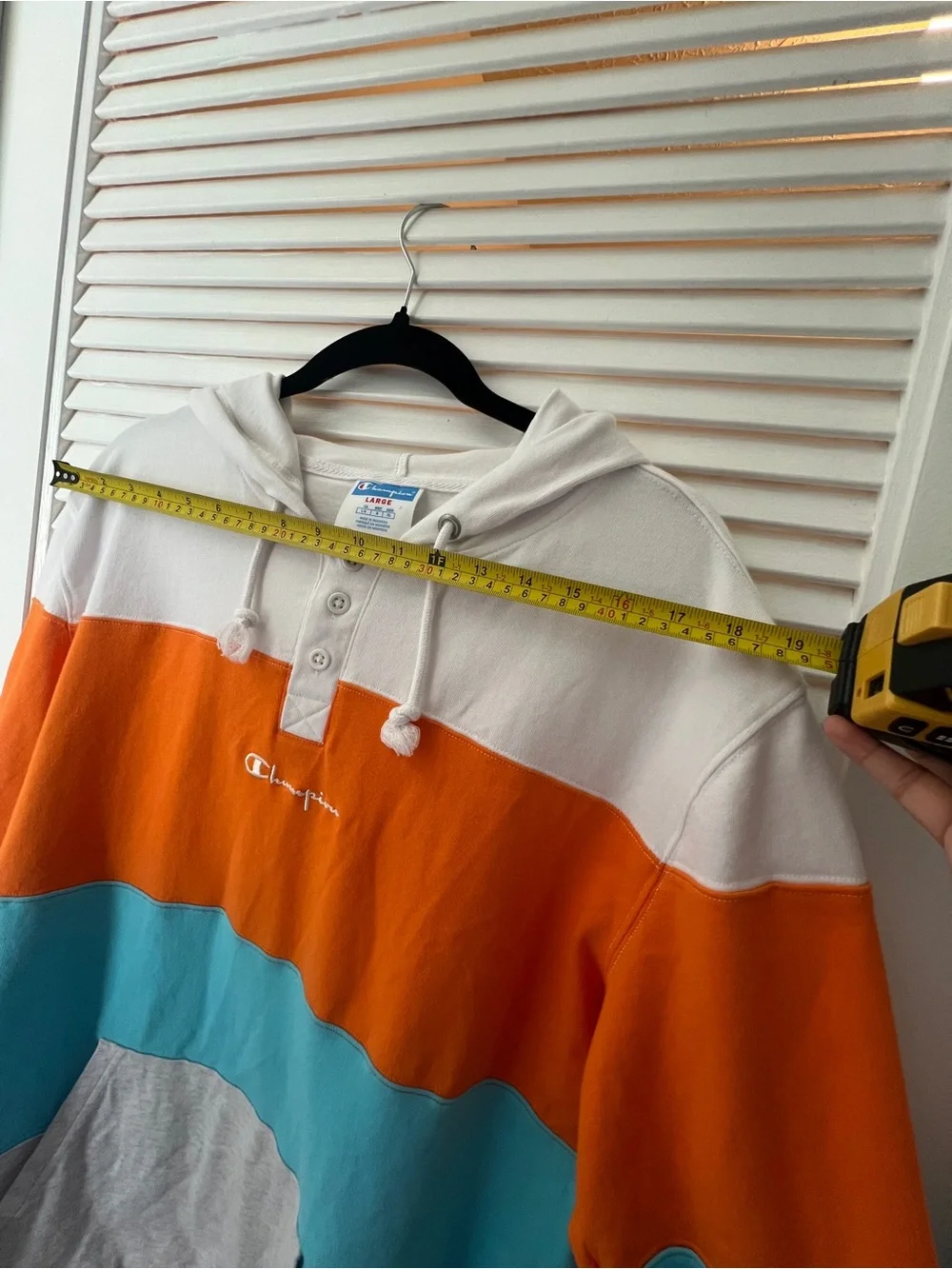 Champion Colorblock Crewneck Hoodie - White/Orange/Turquoise/Gray